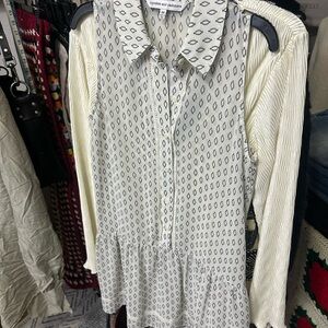 Cupcakes & Cashmere Cream and Black Leaf Print Shirt